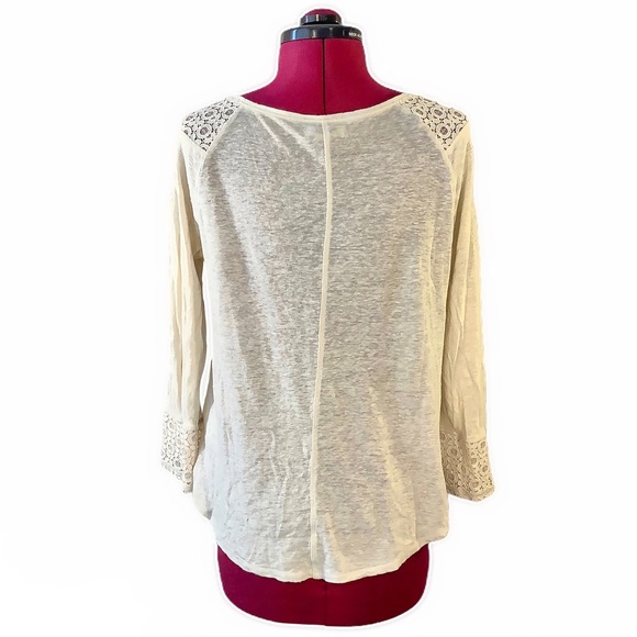 🍀LUCKY BRAND Beige Long Sleeve w/Lace - Picture 4 of 9